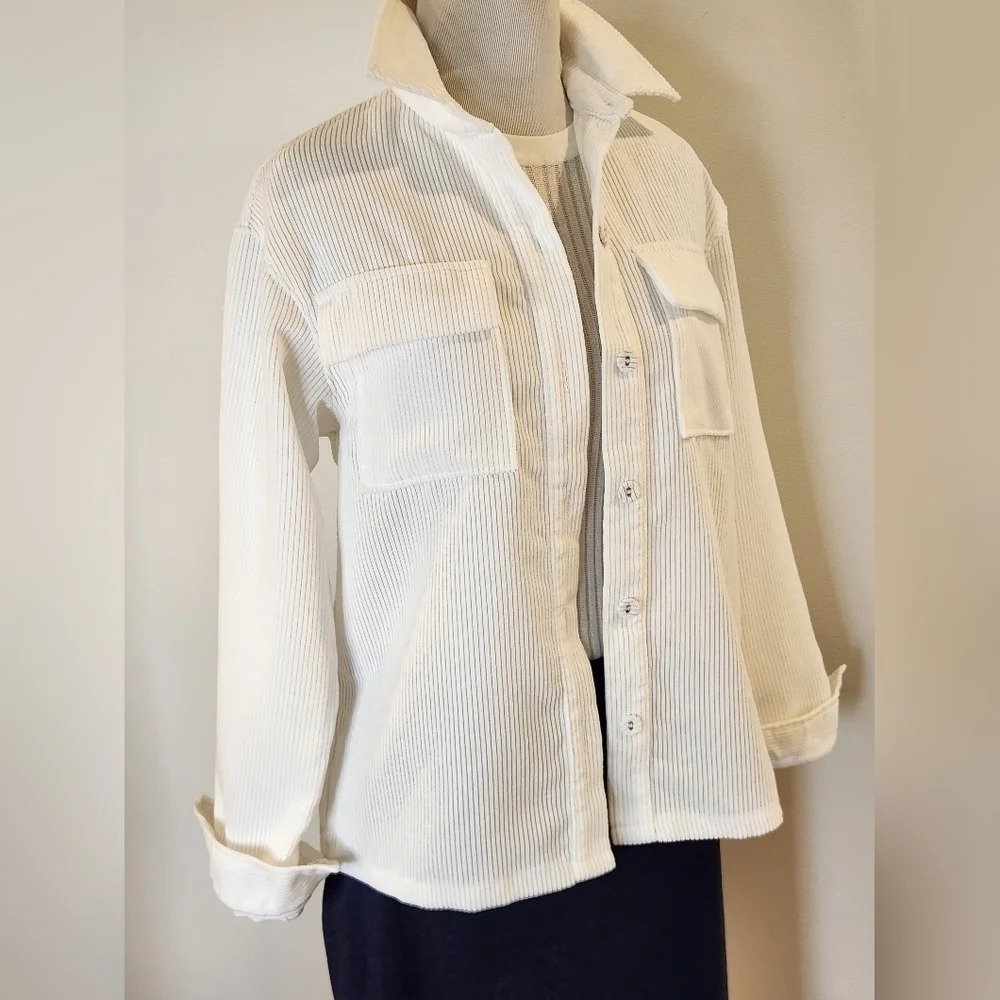 || PRINCESS POLLY || white shacket, boxy, corduroy, white, hip length, size 0